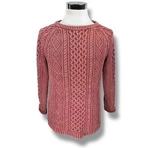 LL Bean Signature Fisherman Tunic Side Zip Sweater Women’s Small Burnt Rose Pink